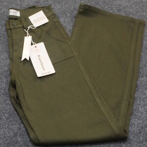 Bamboo Denim Wide Leg Pants Olive Green Style R/A1193-OL Size 3